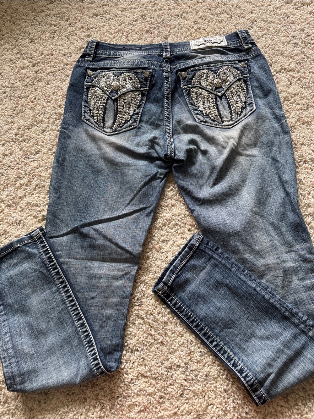 Miss Me Women's Embellished Back Pocket Skinny Jeans - Blue